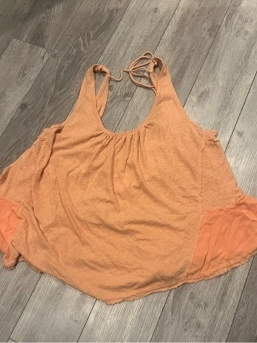 Free People Low Back Orange Flowy Oversized Tank